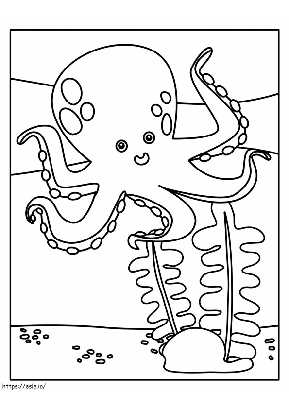 Octopus And Coral coloring page
