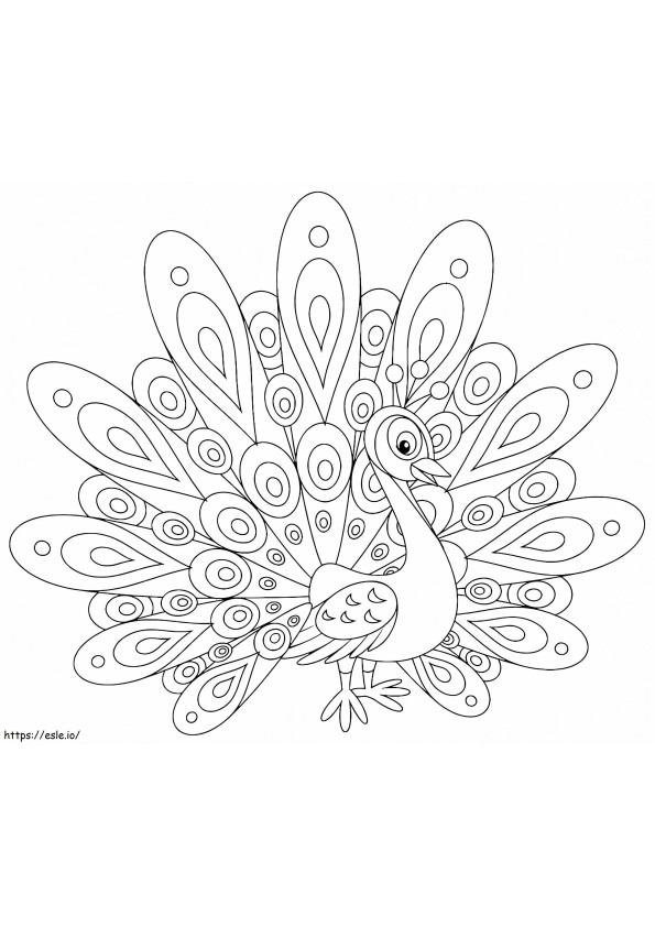 Printable Cartoon Peacock coloring page