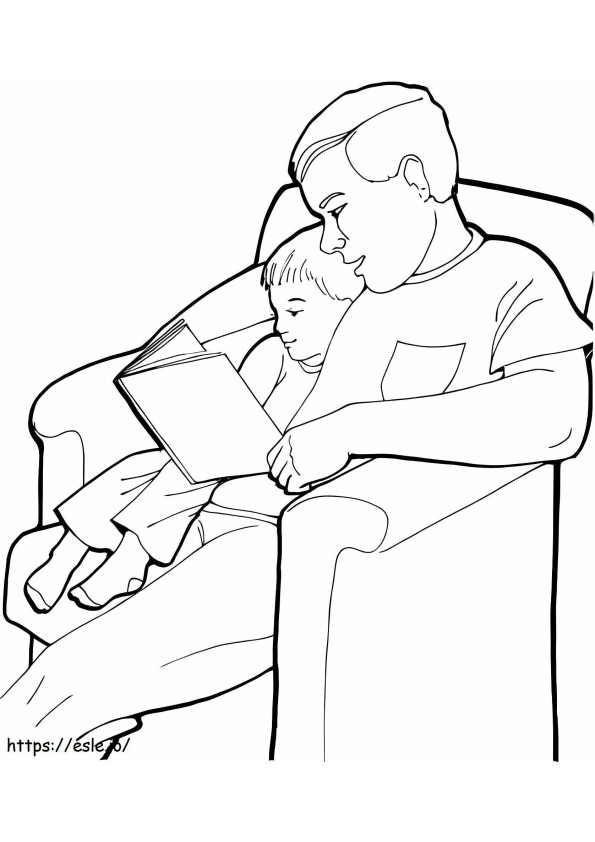 Czytanie książki ojca i syna kolorowanka