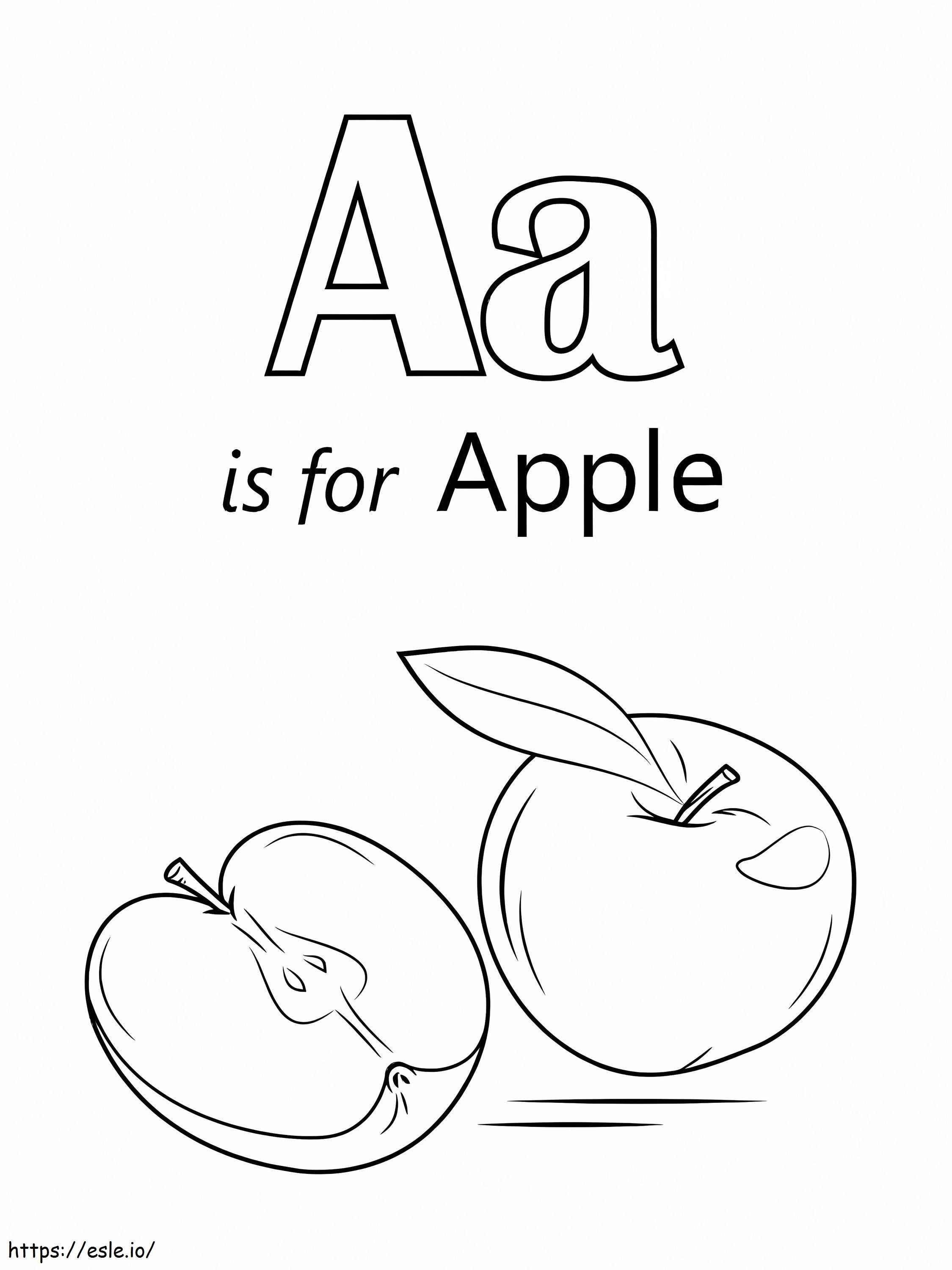 Jabłko, litera A kolorowanka