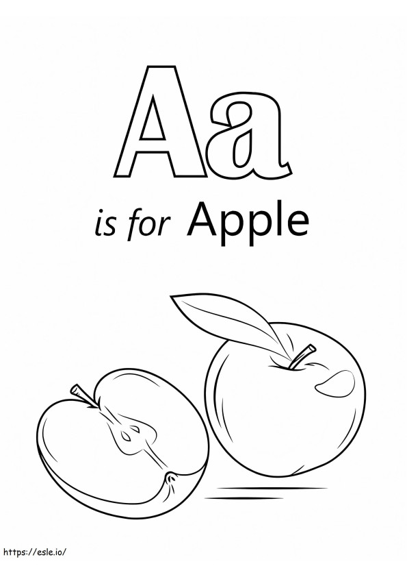 Letra de manzana A para colorear