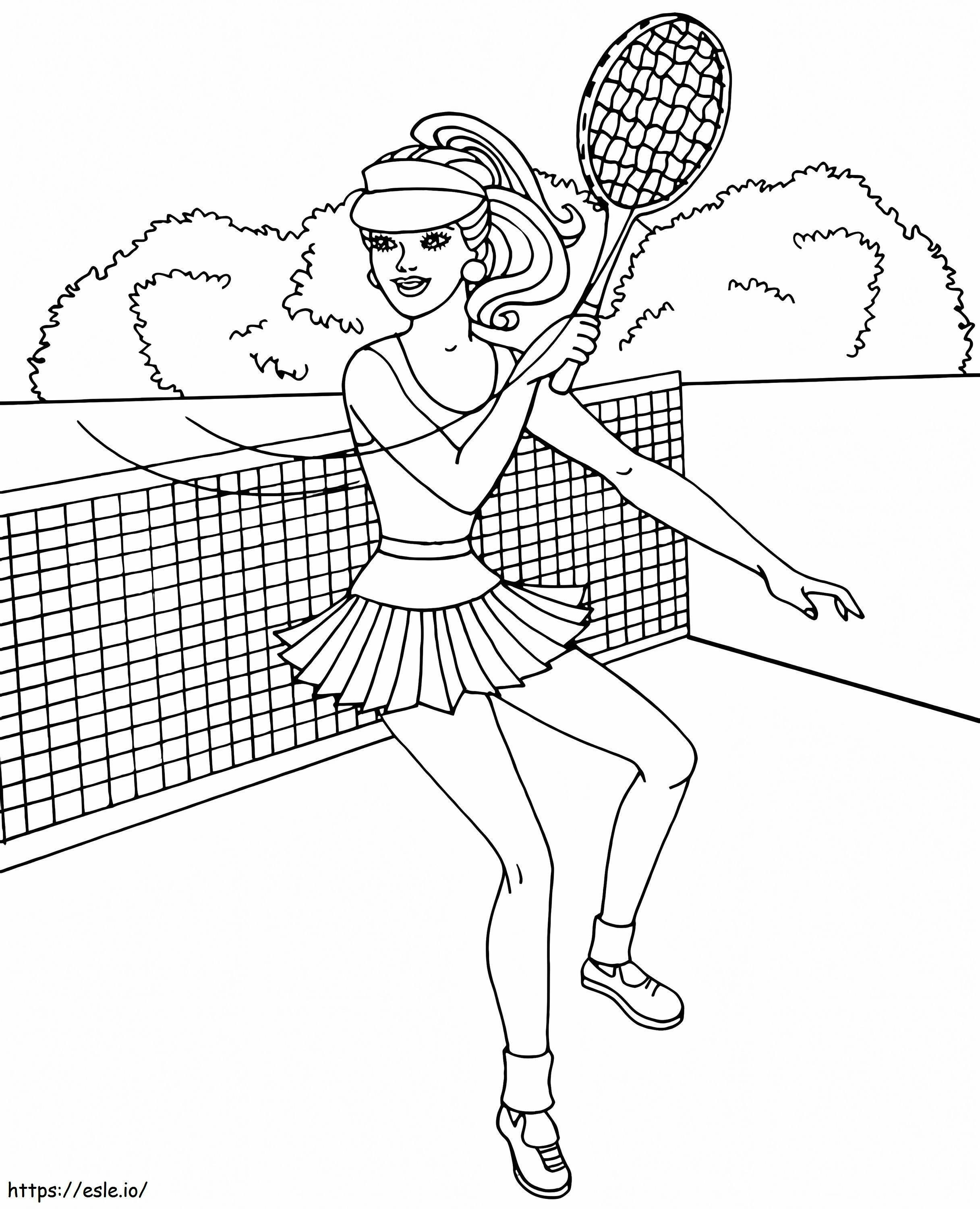 Barbie joacă tenis de colorat