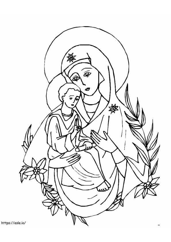 Coloriage Coloriage gratuit de la Mère de Jésus à imprimer dessin