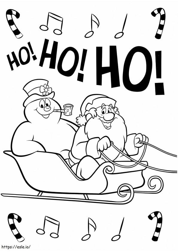 Coloriage 1535705843 Frosty et Père Noël A4 à imprimer dessin