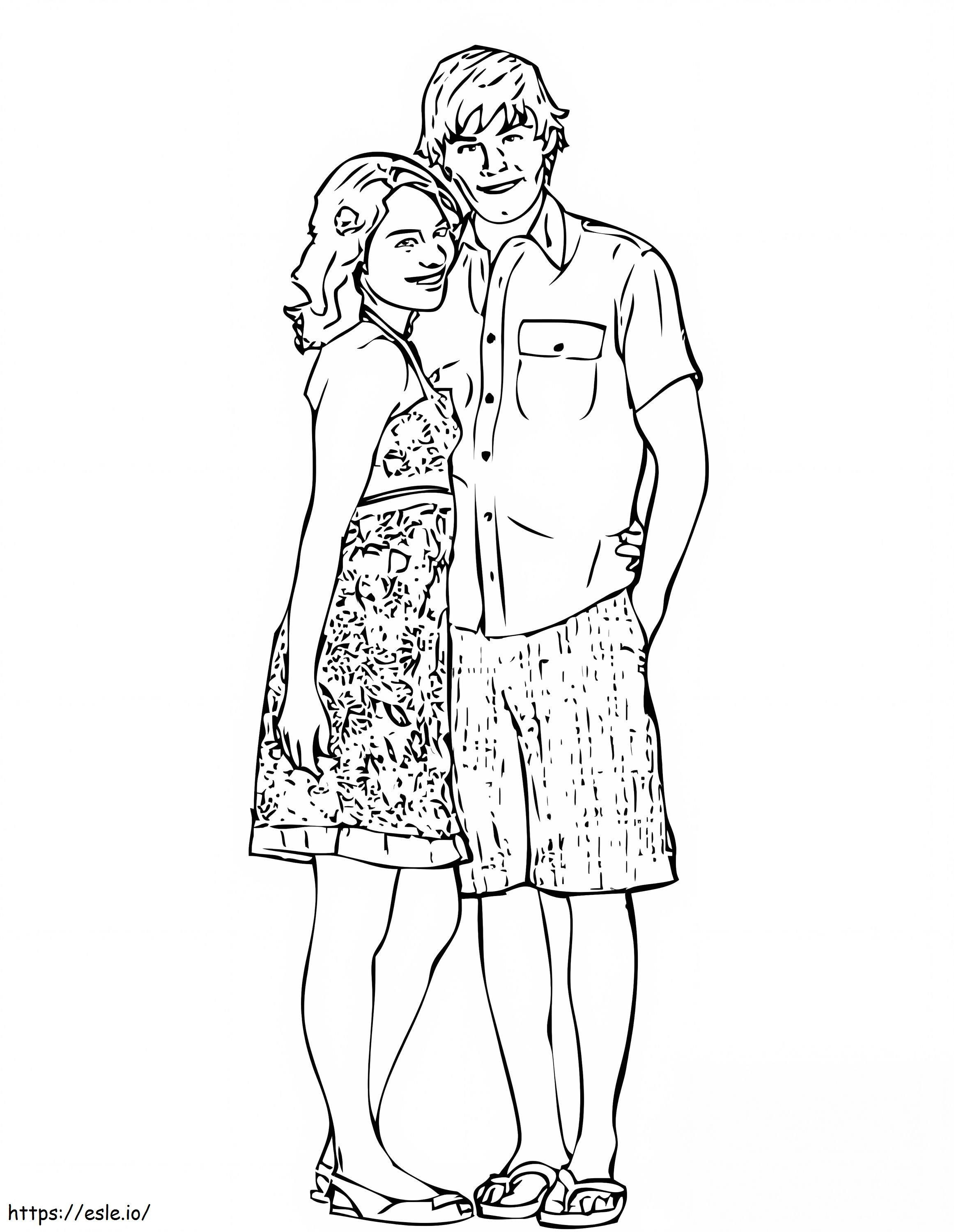 Troy And Gabriella From High School Musical coloring page