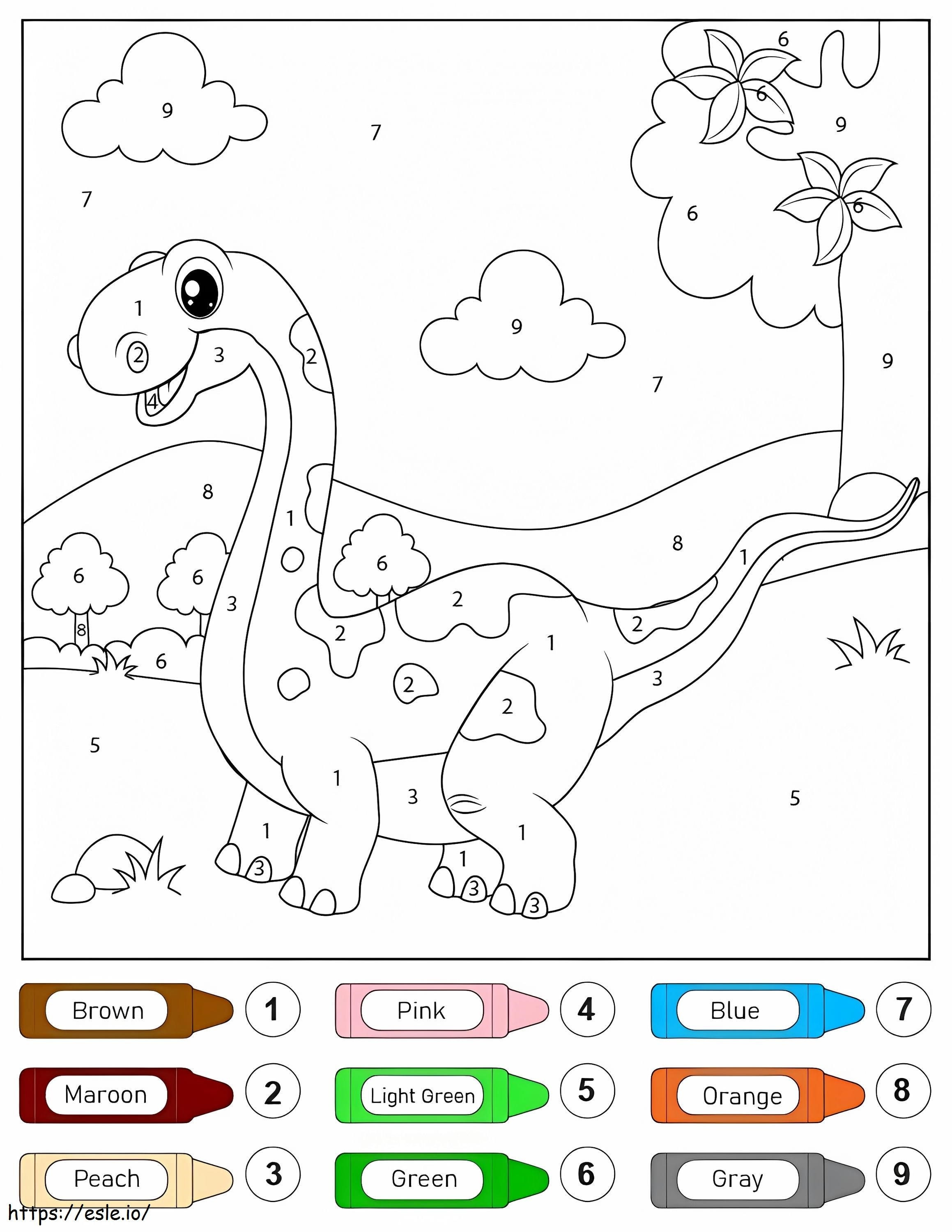 Cor do dinossauro Brachiosaurus por número para colorir
