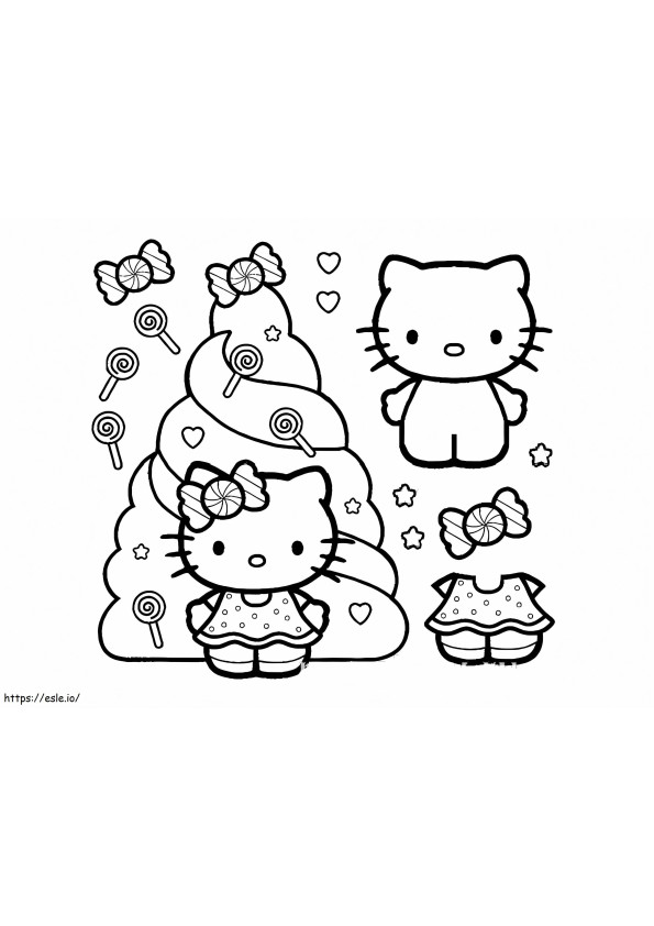Hello Kitty With Candy coloring page
