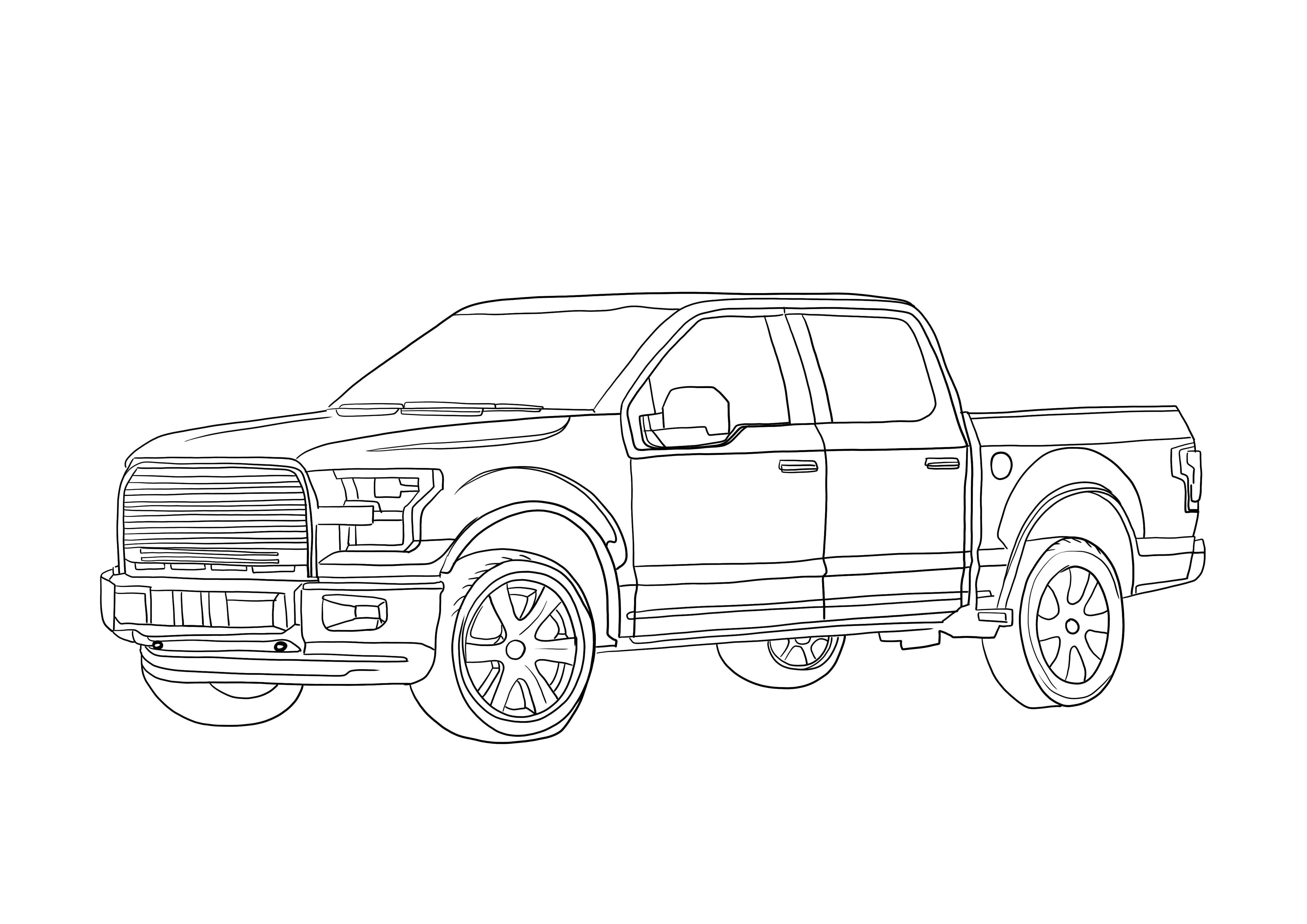 Ford F150 Pickup Truck free coloring page for kids