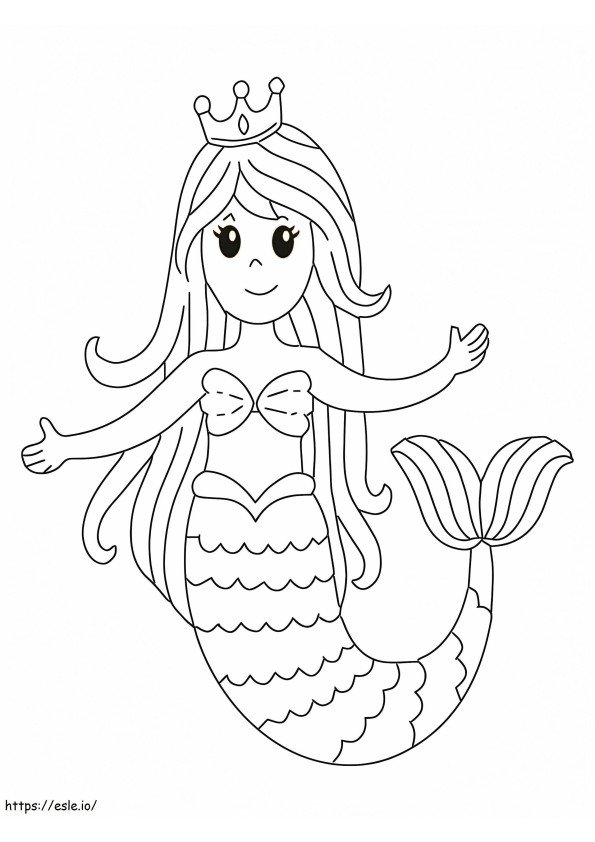 Coloriage Sirène souriante mignonne à imprimer dessin