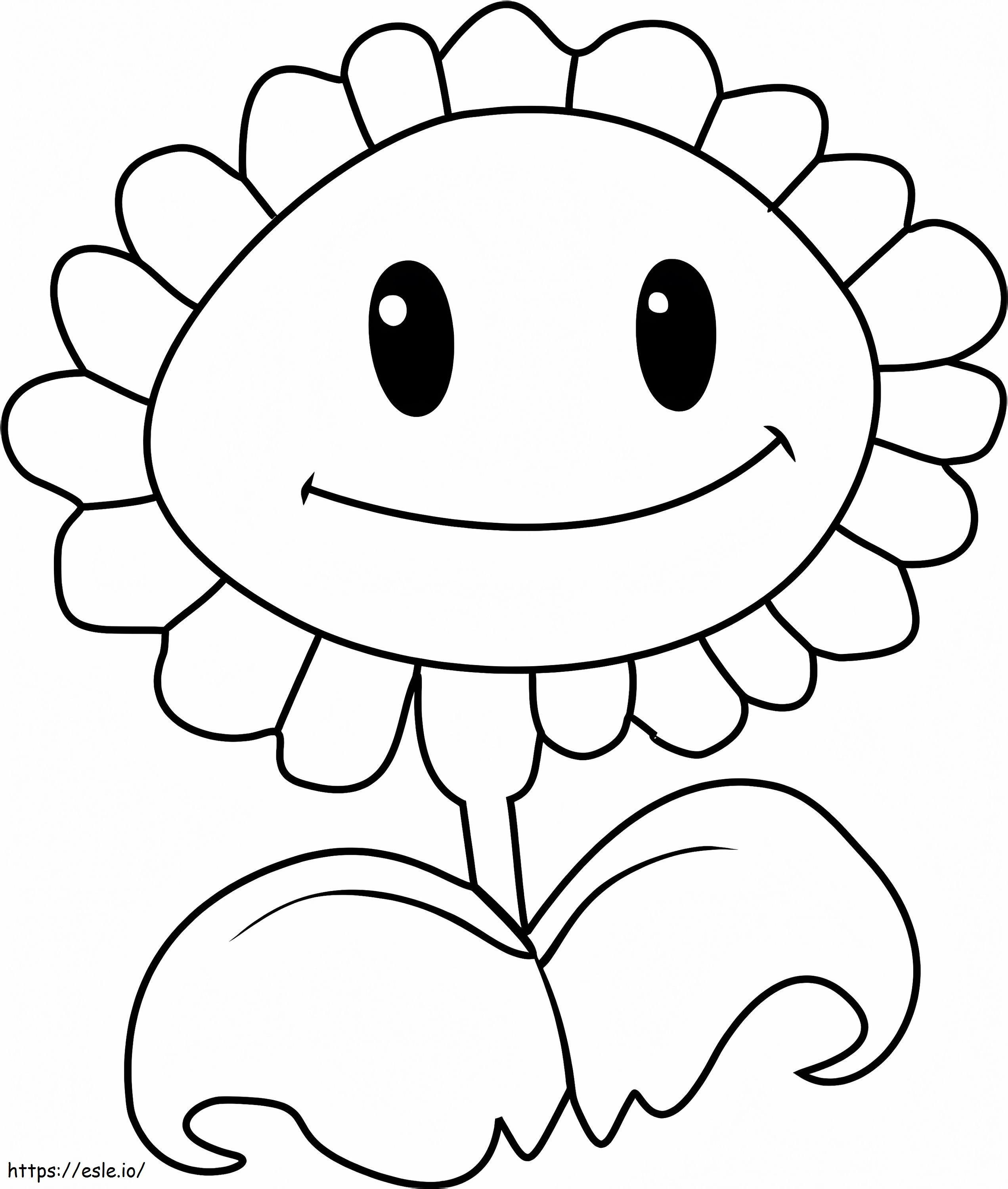 Smiling Sunflower From Plant Vs Zombie coloring page