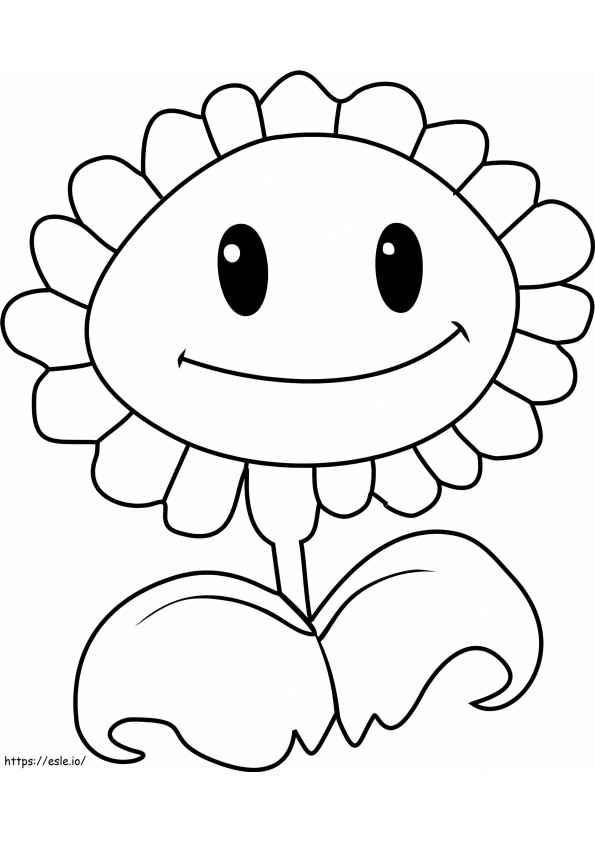 Coloriage Tournesol souriant de Plant Vs Zombie à imprimer dessin