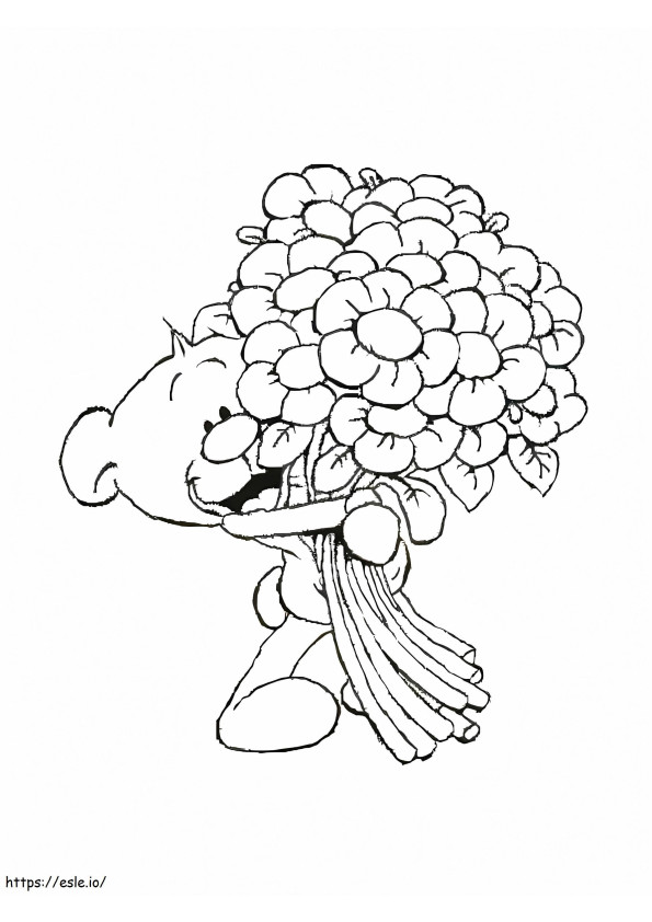 Coloriage Pimboli avec des fleurs à imprimer dessin