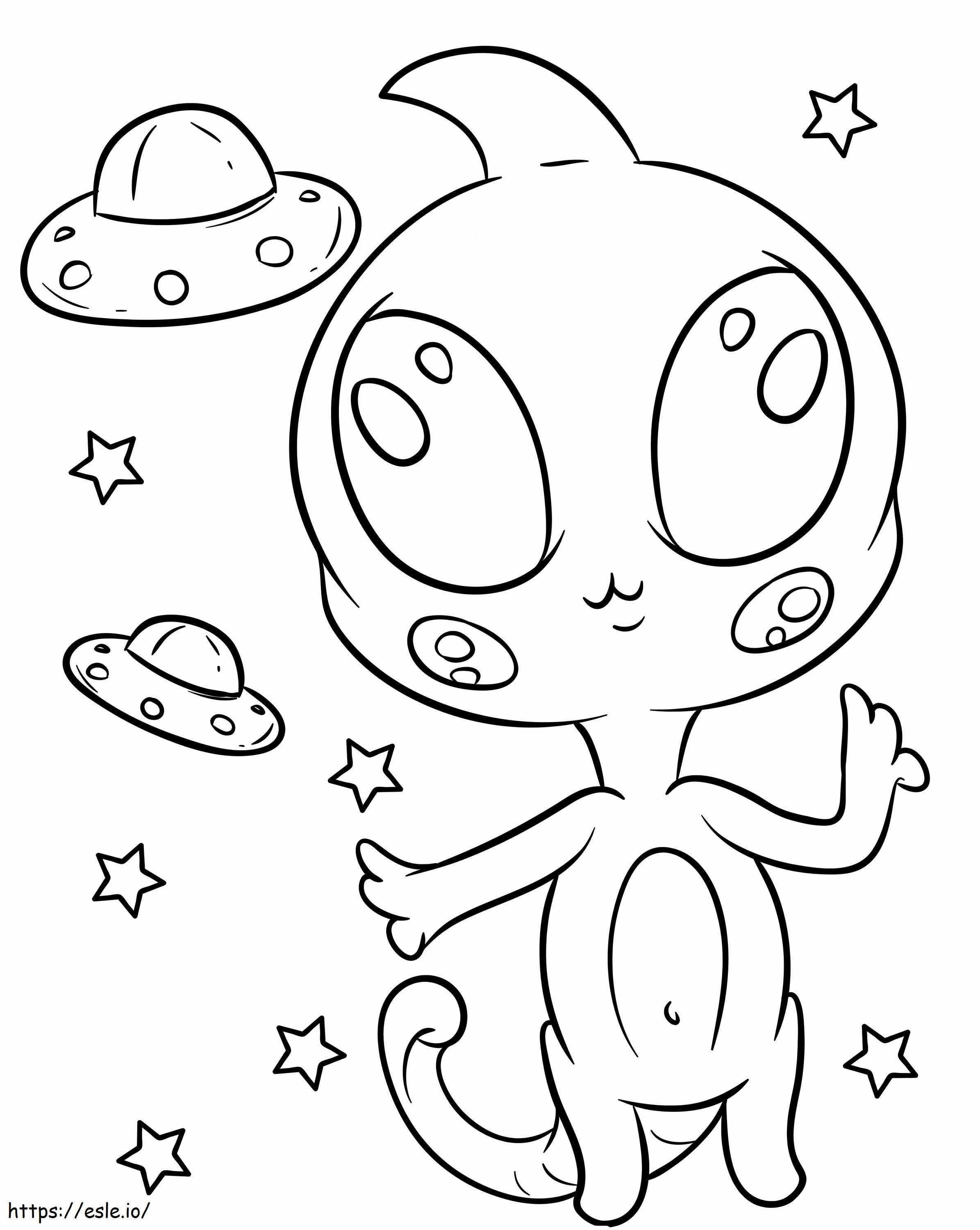 Coloriage Extraterrestres Kawaii à l'échelle gratuit à imprimer