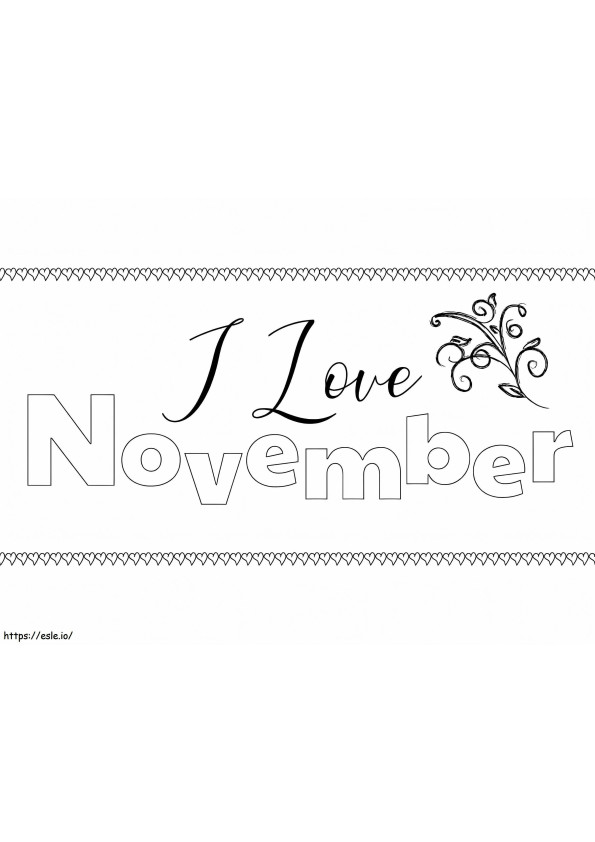 Ti amo Banner di novembre da colorare