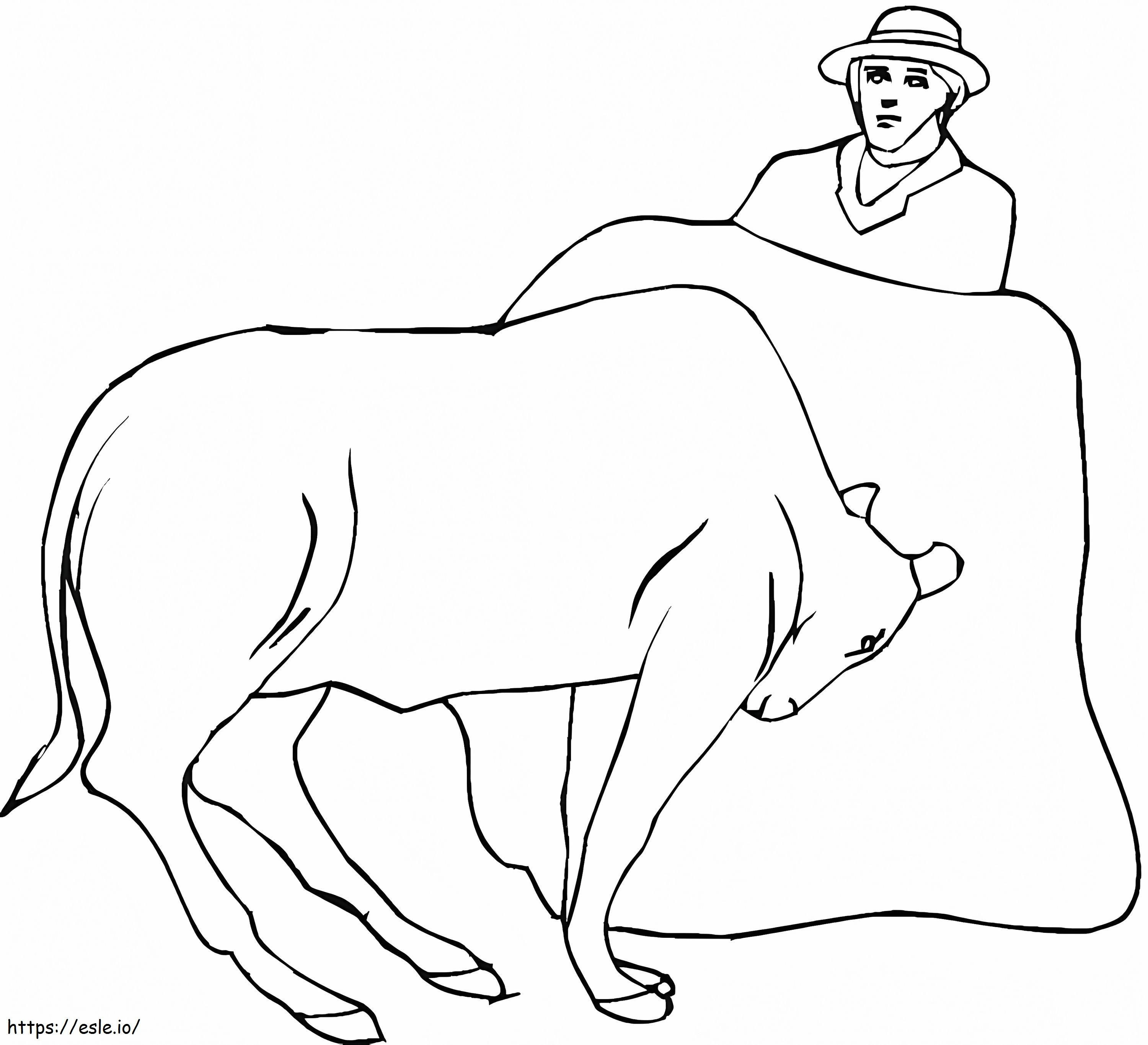 闘牛士と雄牛 ぬりえ - 塗り絵