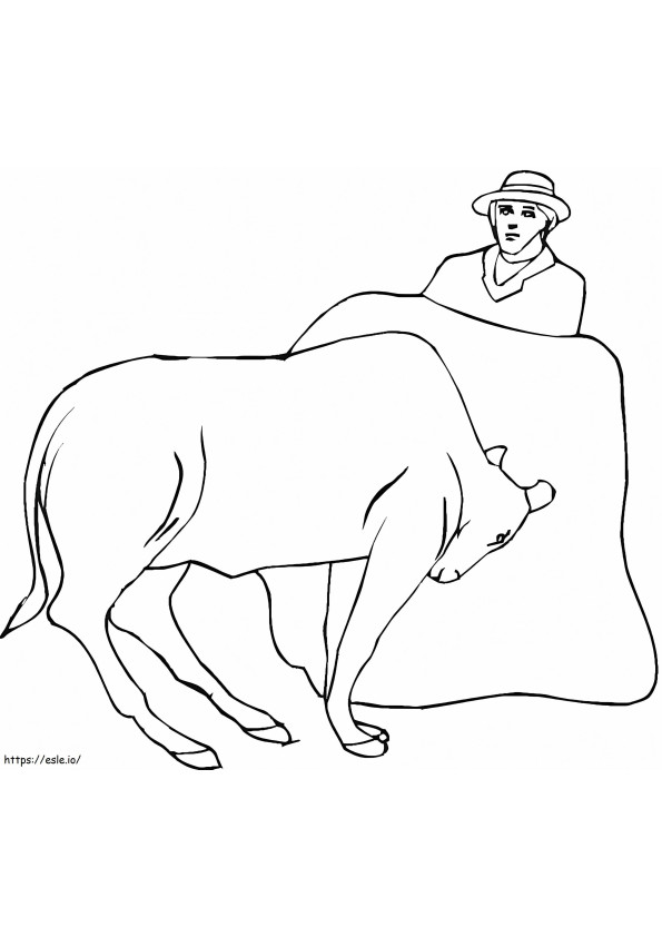 Bullfighter And Bull coloring page