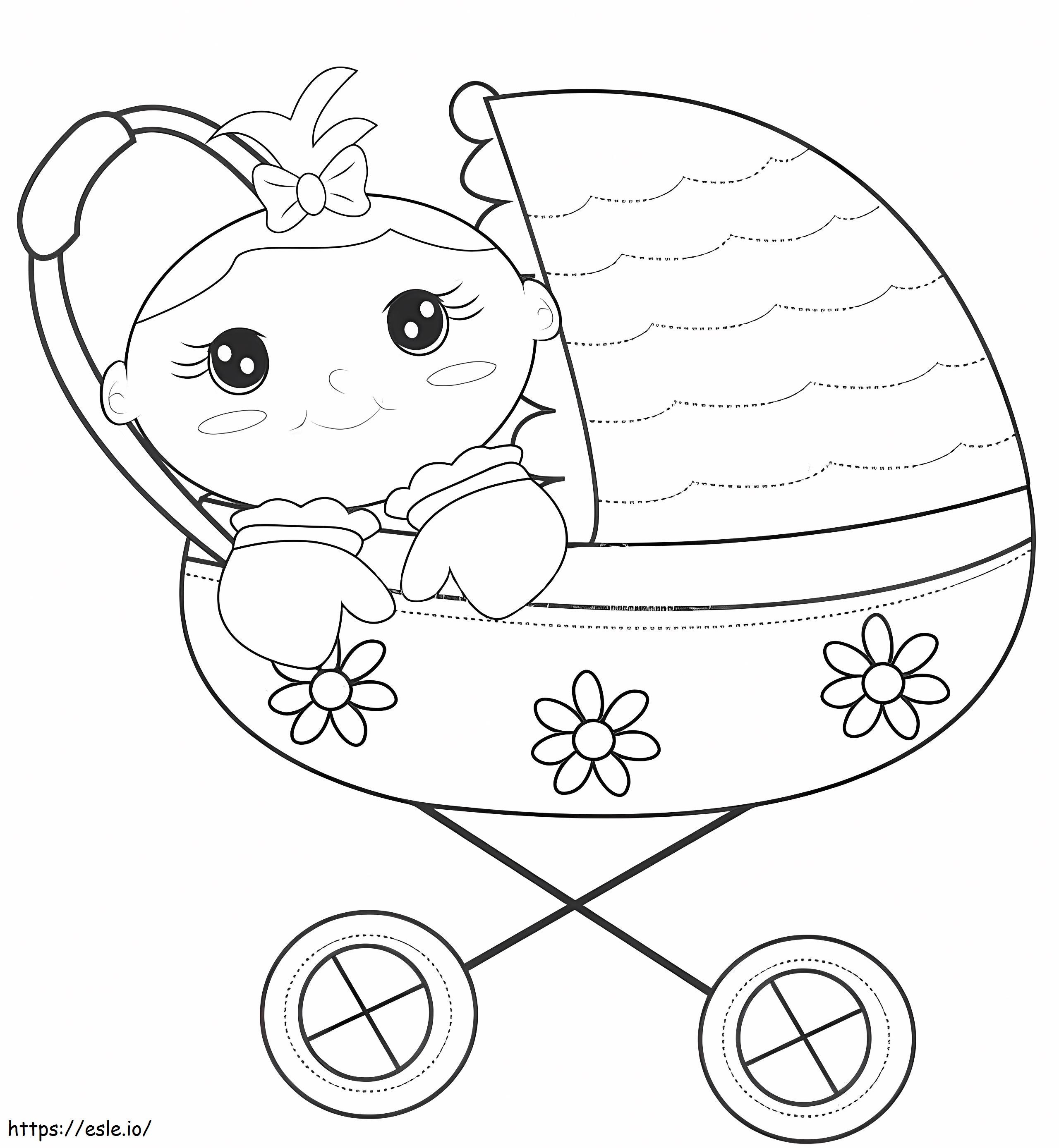 Cute Baby In Stroller Coloring Page coloring page
