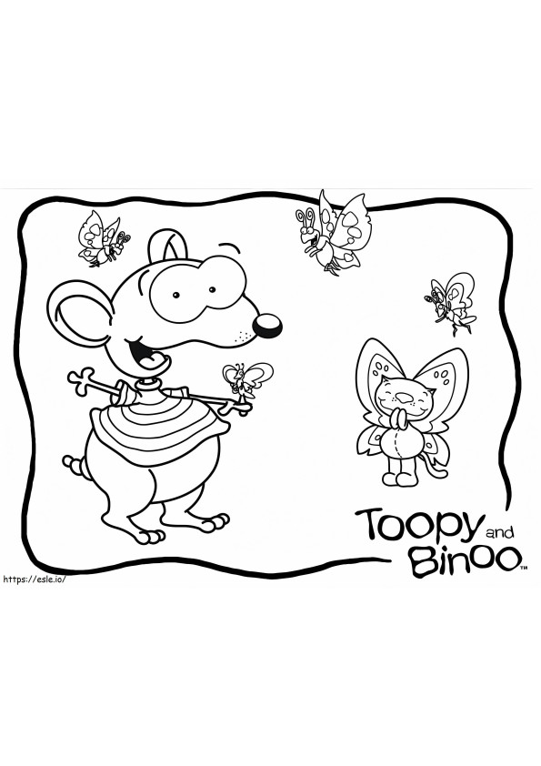 Toopy And Binoo And Butterflies coloring page