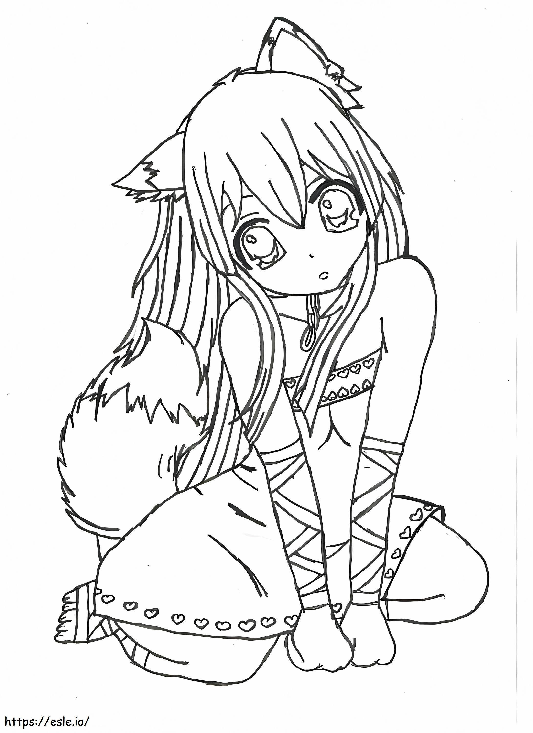 Manga Cute Girl 2 coloring page