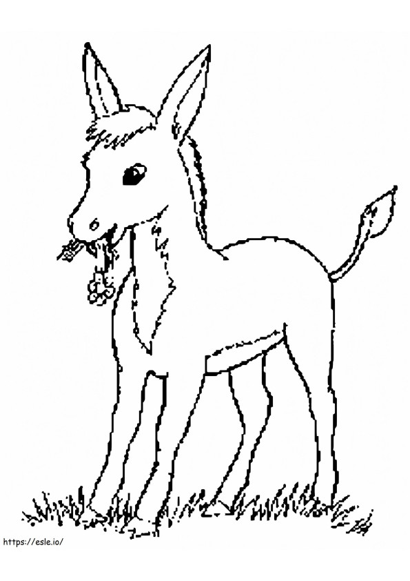 Donkey Drawing In The Grass coloring page