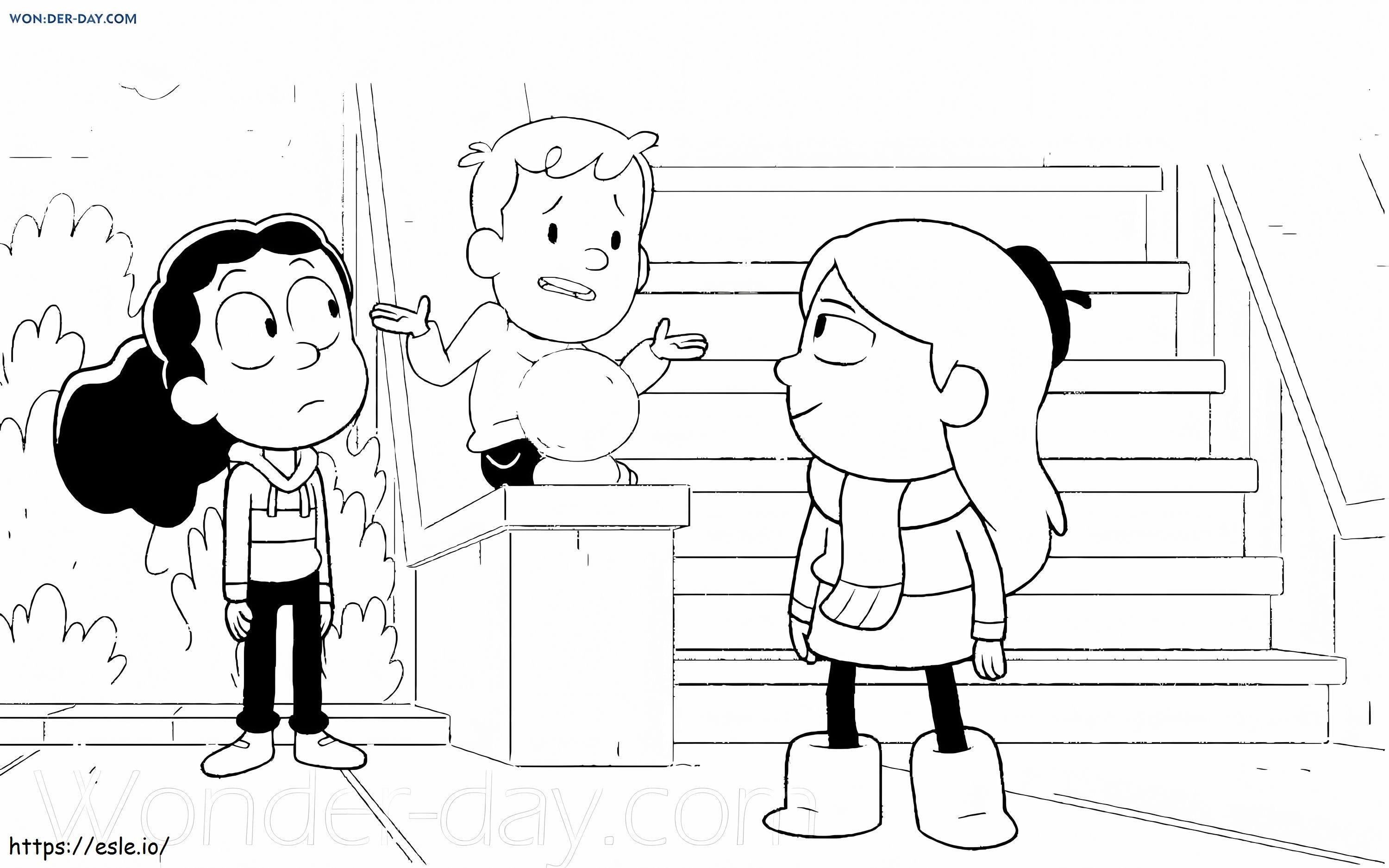 Hilda And Her Friends At Home coloring page
