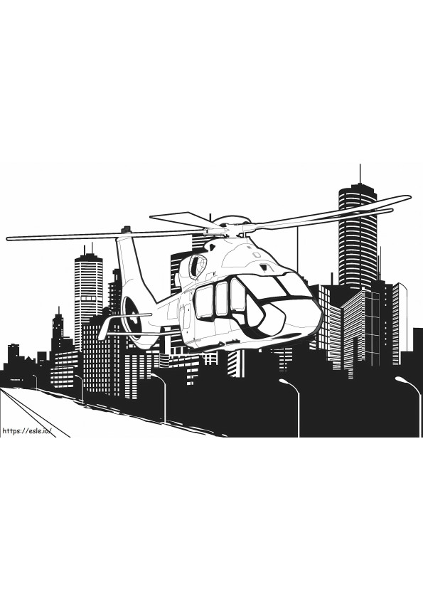 Helicopter In The City coloring page