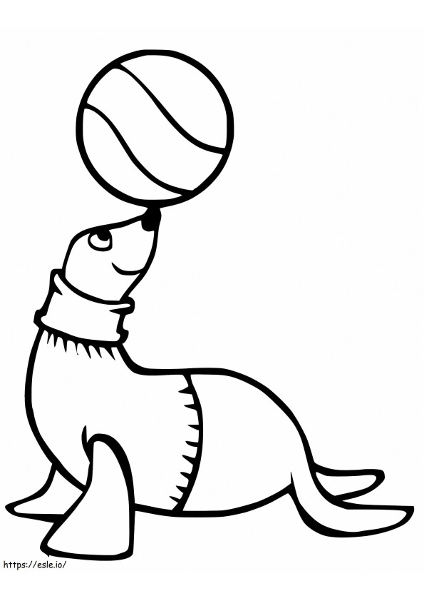 Seelöwe spielt Ball ausmalbilder
