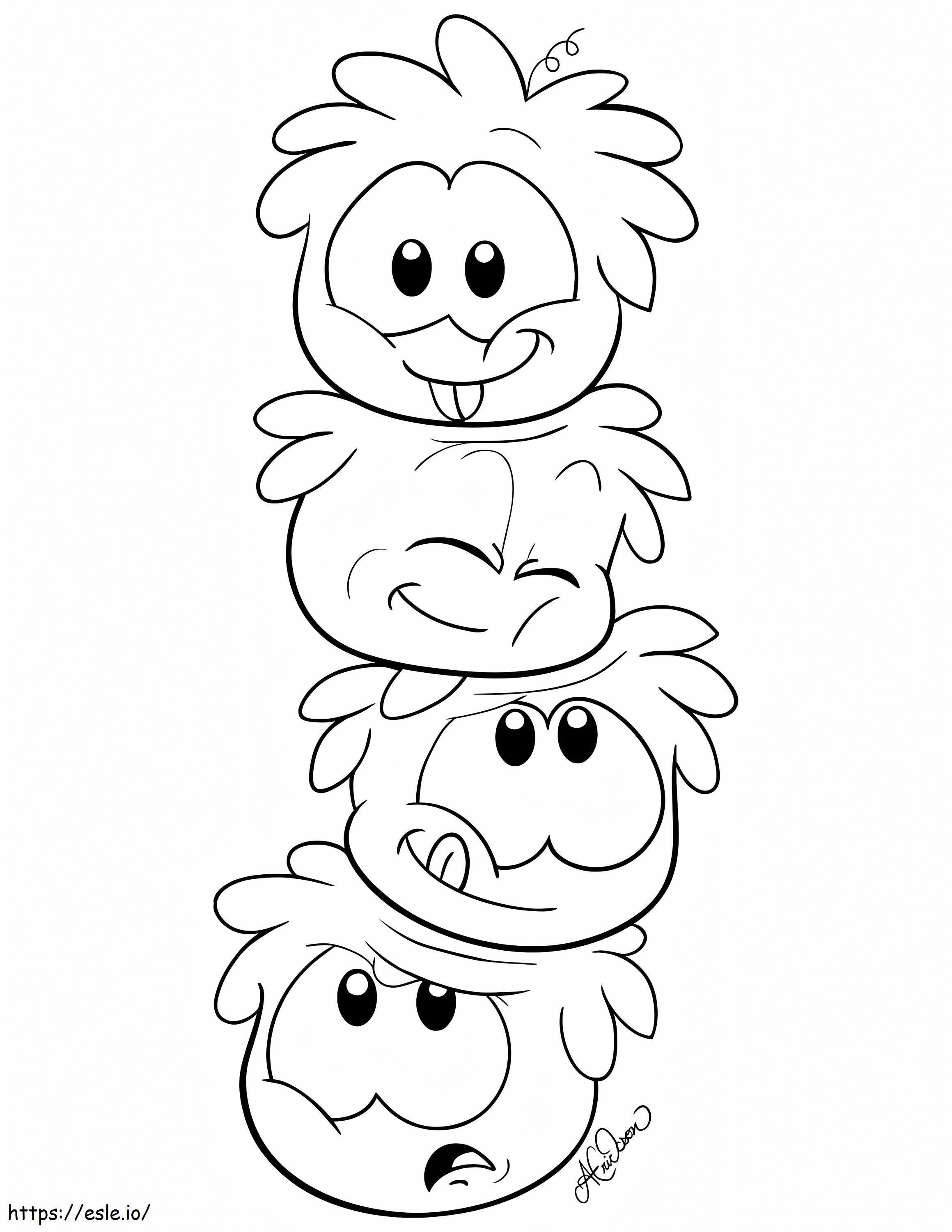 Puffles para impressão Club Penguin para colorir
