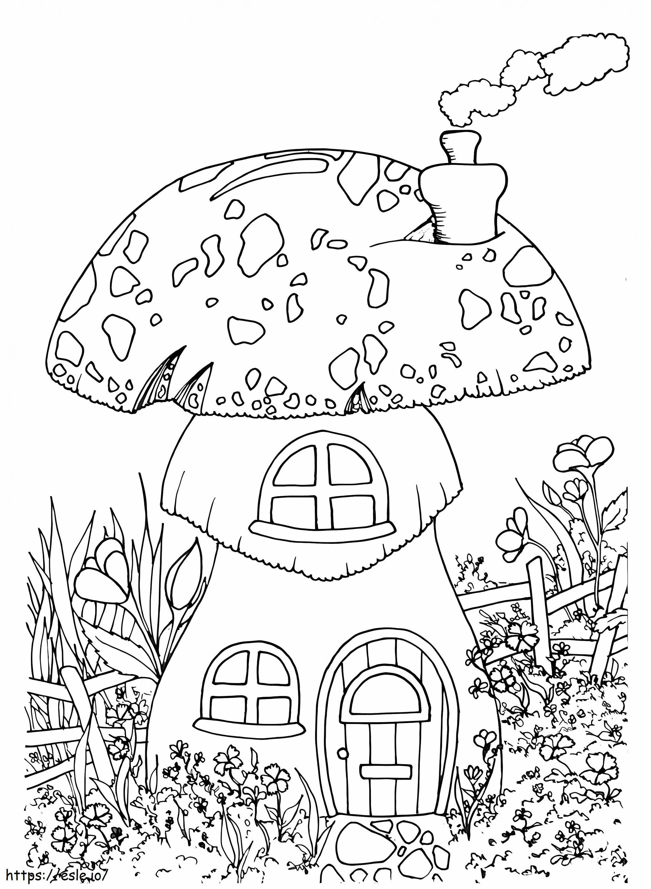 Fairy Mushroom House coloring page