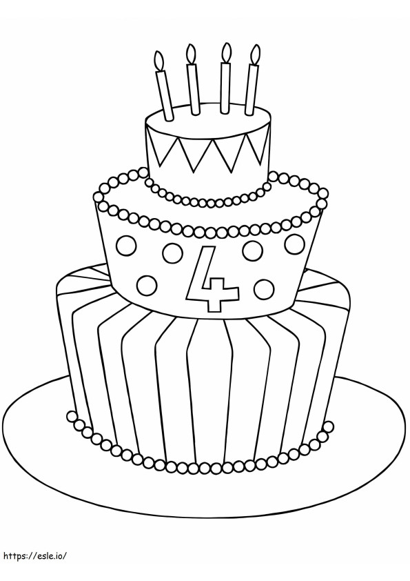 背の高い誕生日ケーキ ぬりえ - 塗り絵