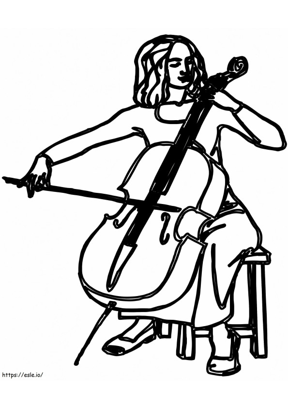 Dame die cello speelt kleurplaat