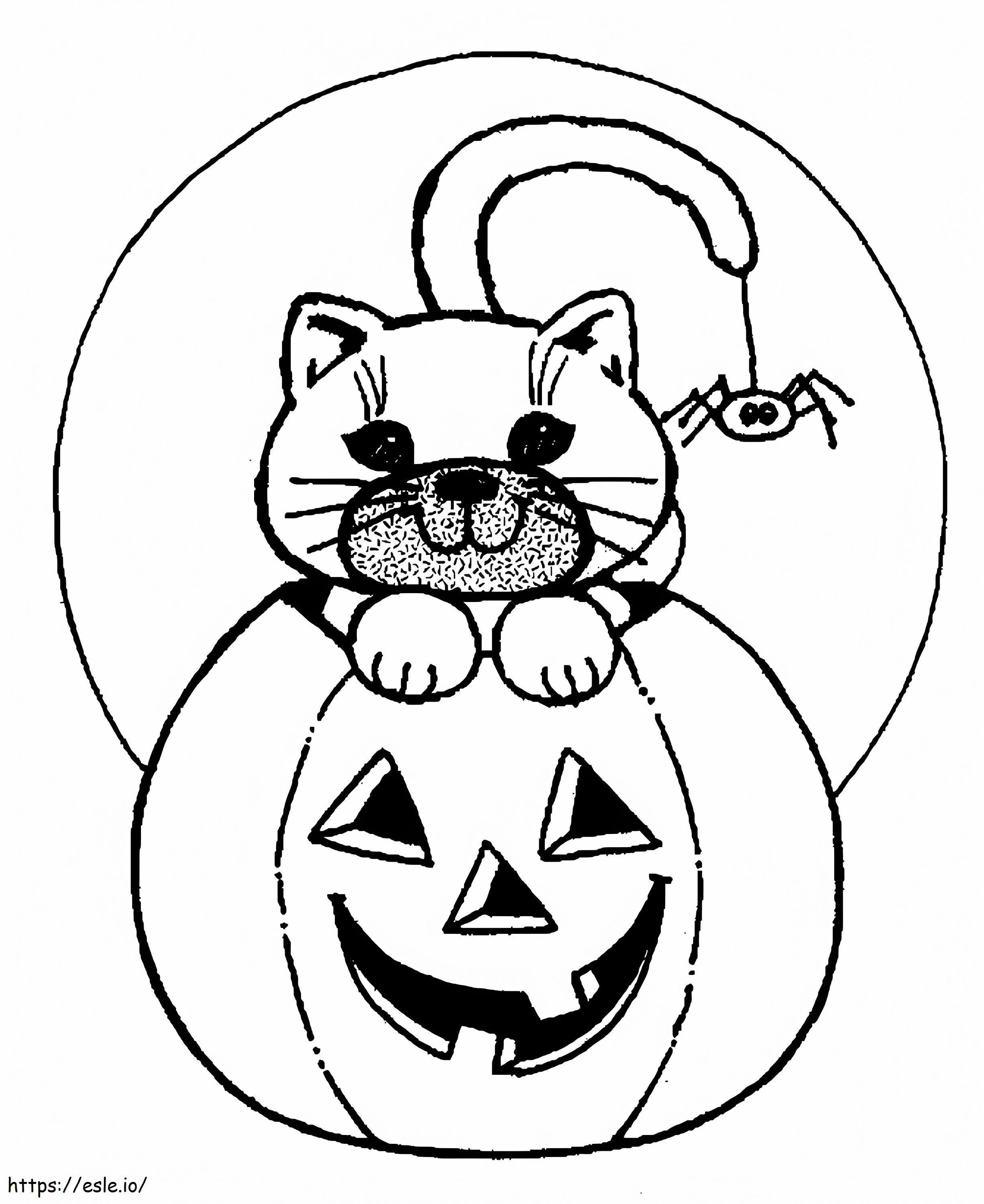 Jack O Lantern With Cat coloring page