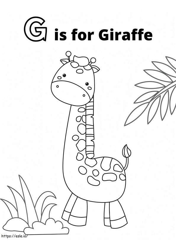 G is voor giraffe kleurplaat