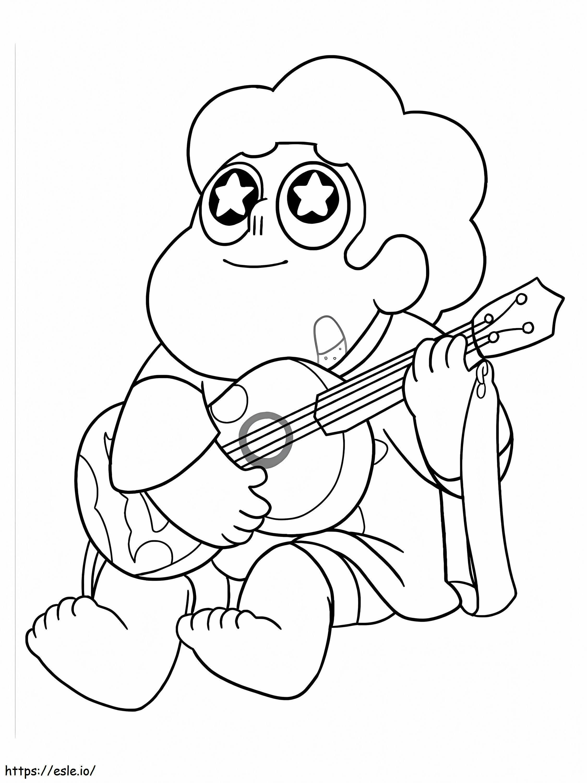 Steven cântând la chitară de colorat