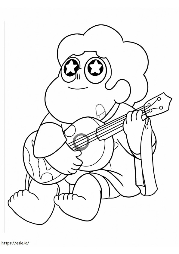 Steven soittaa kitaraa värityskuva