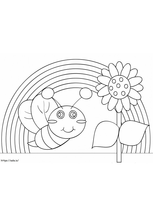 Bee And Rainbow Coloring Page coloring page