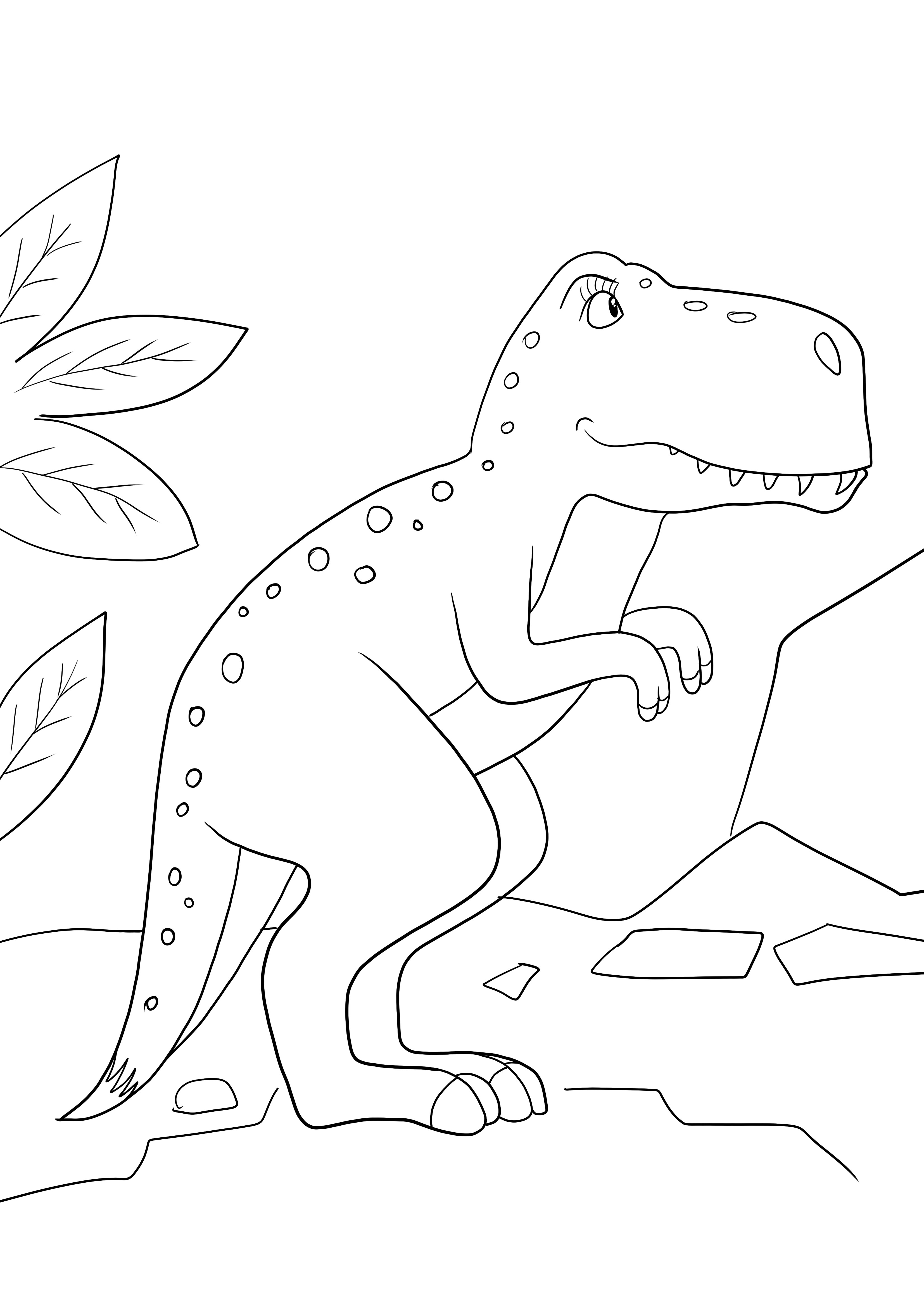 Kolorowanka żeńskiego dinozaura i łatwa do pobrania strona