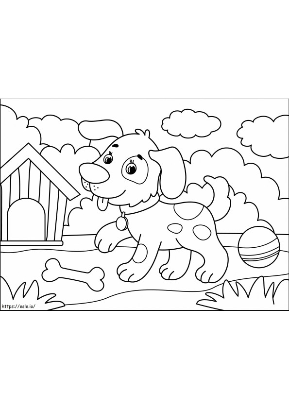 Funny Dog With Toys coloring page