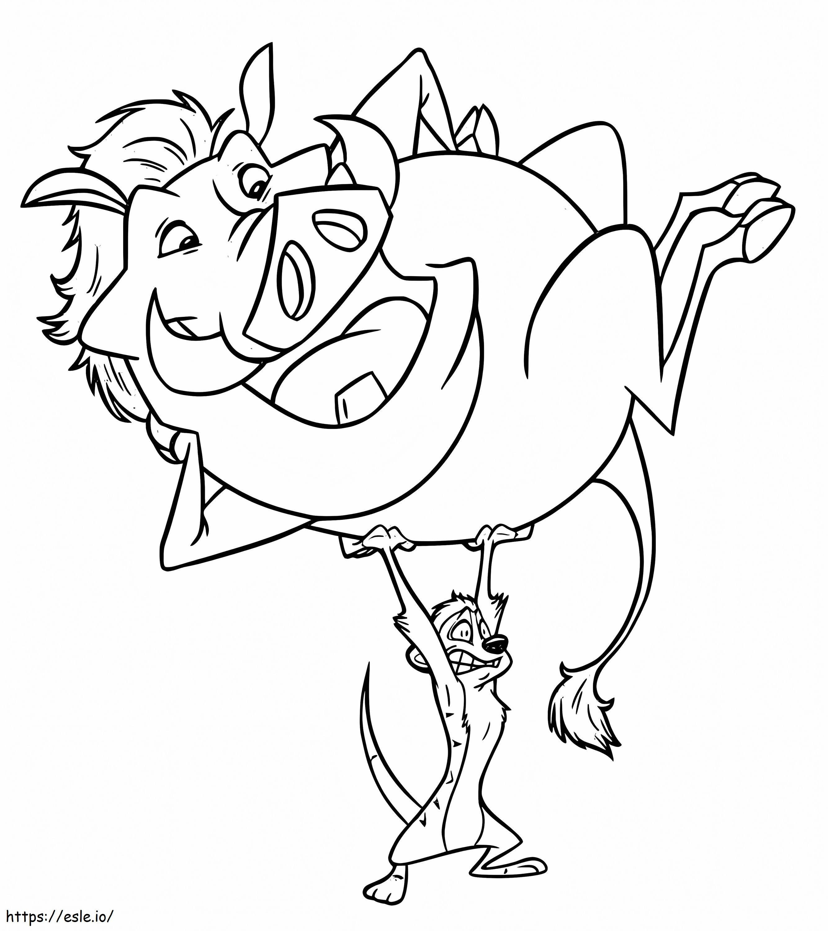 Funny Timon And Pumbaa coloring page
