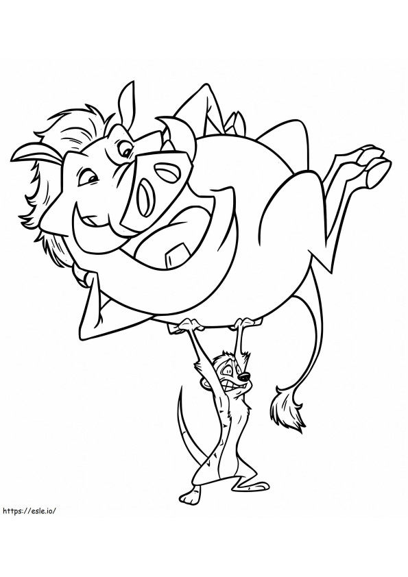 Coloriage Timon et Pumbaa drôles à imprimer dessin