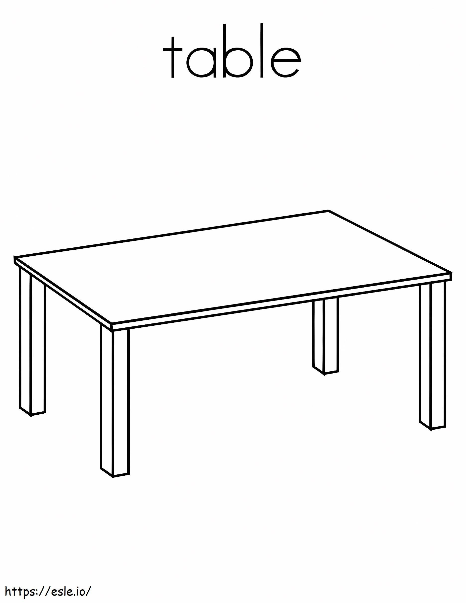 Easy Table coloring page