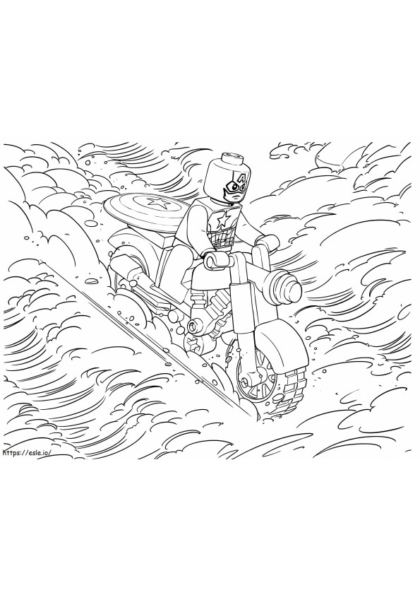 Lego Captain America Riding A Motorcycle coloring page