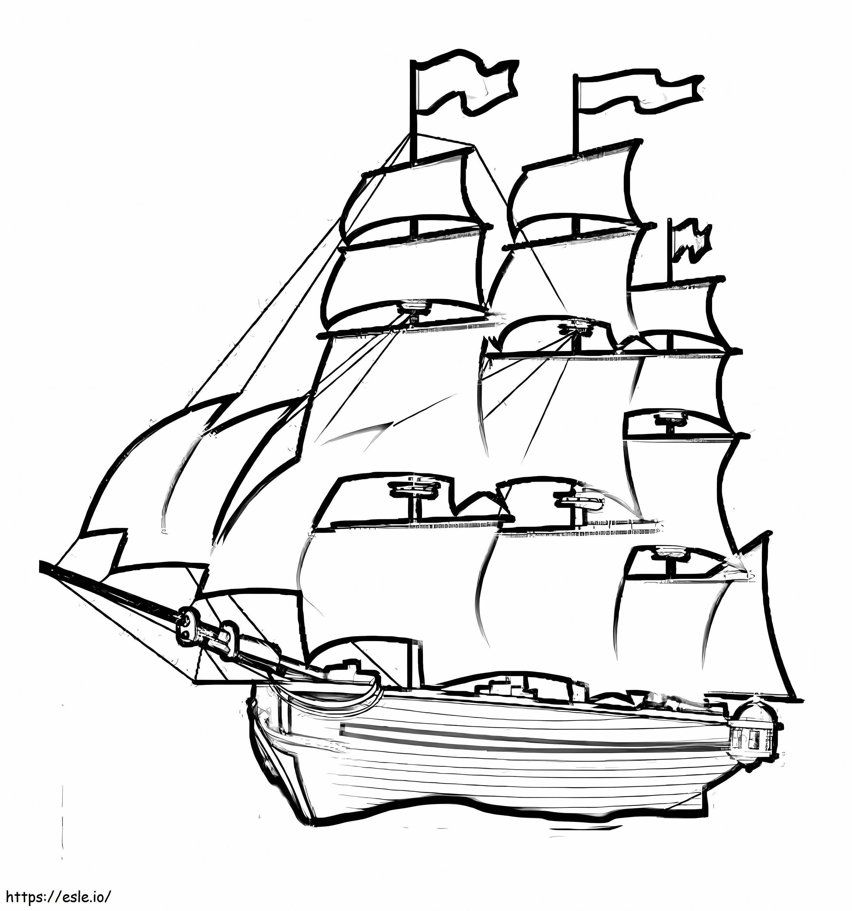 ハイスカイ大型帆船 ぬりえ - 塗り絵