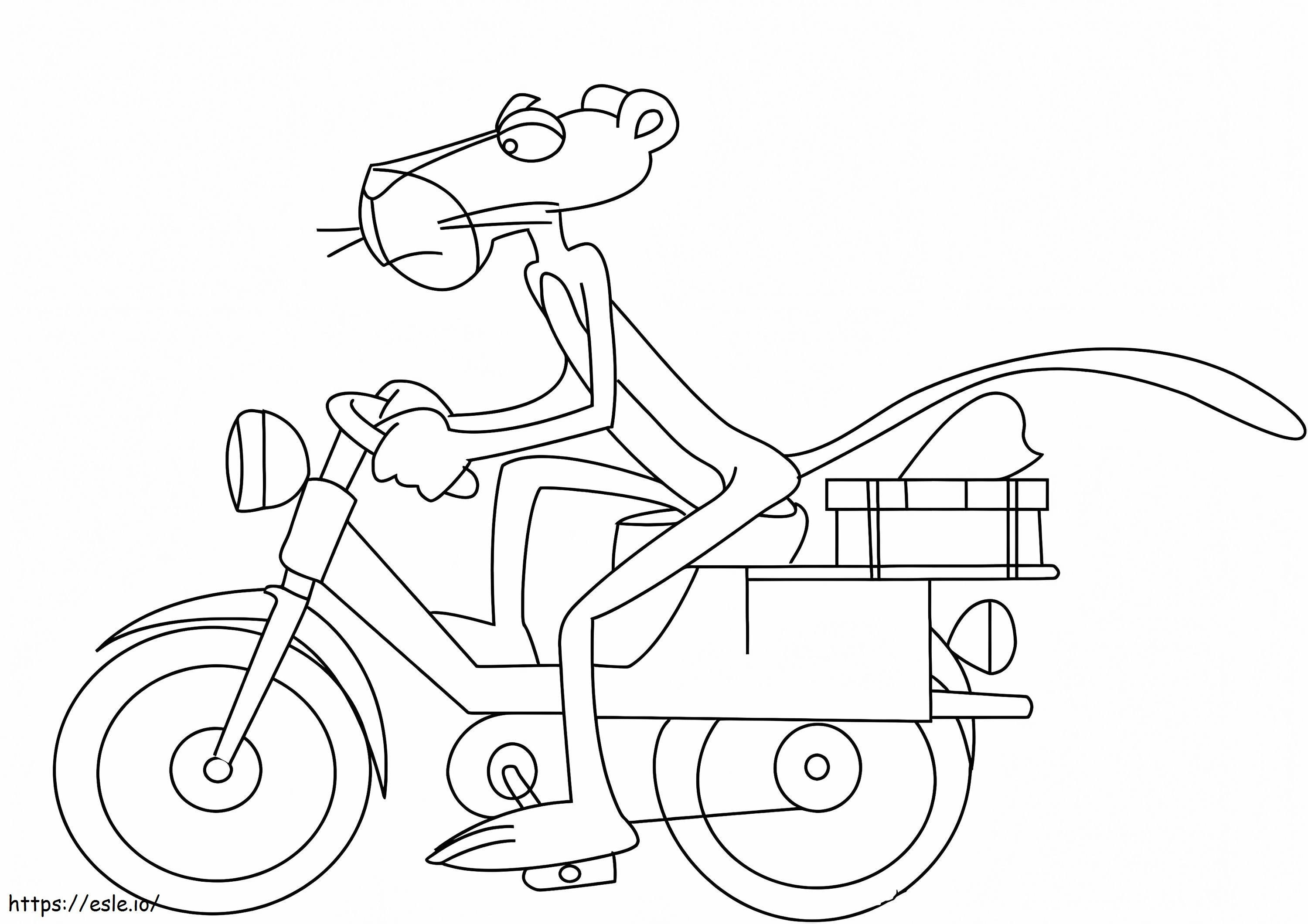 Pink Panther Mengendarai Sepeda Motor Gambar Mewarnai