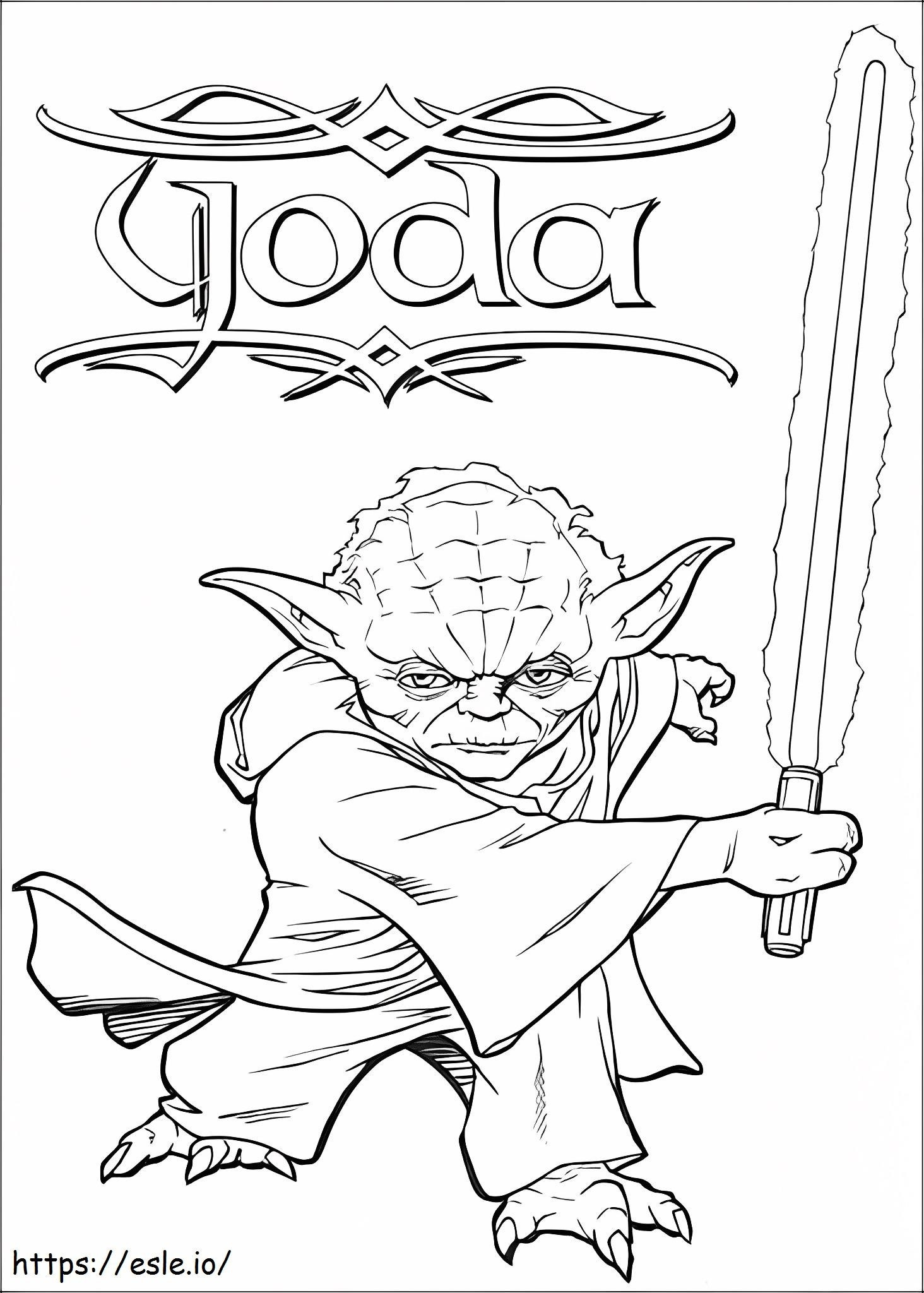 Master Yoda Fighting coloring page