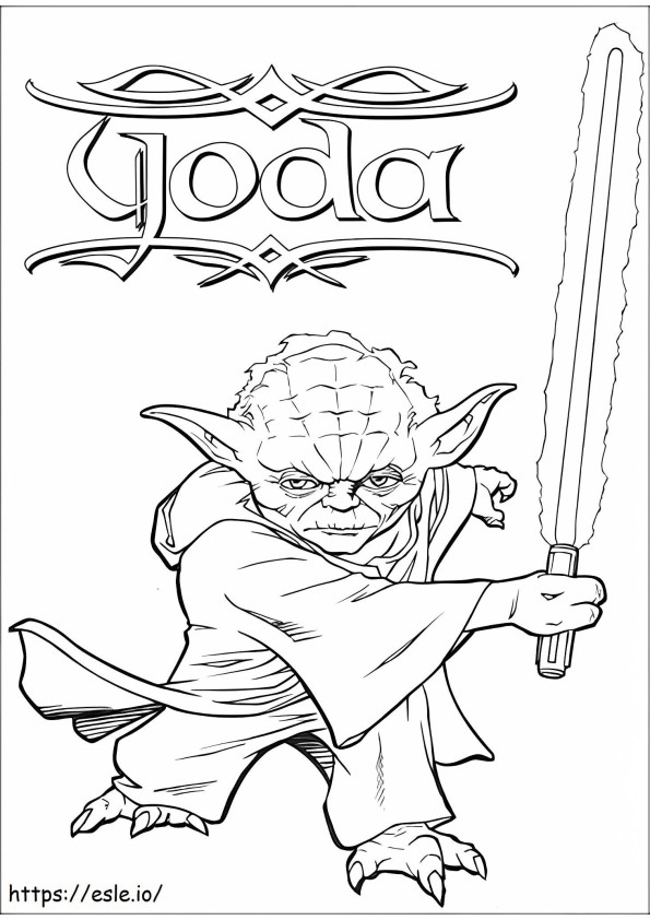 Coloriage Combat de Maître Yoda à imprimer dessin