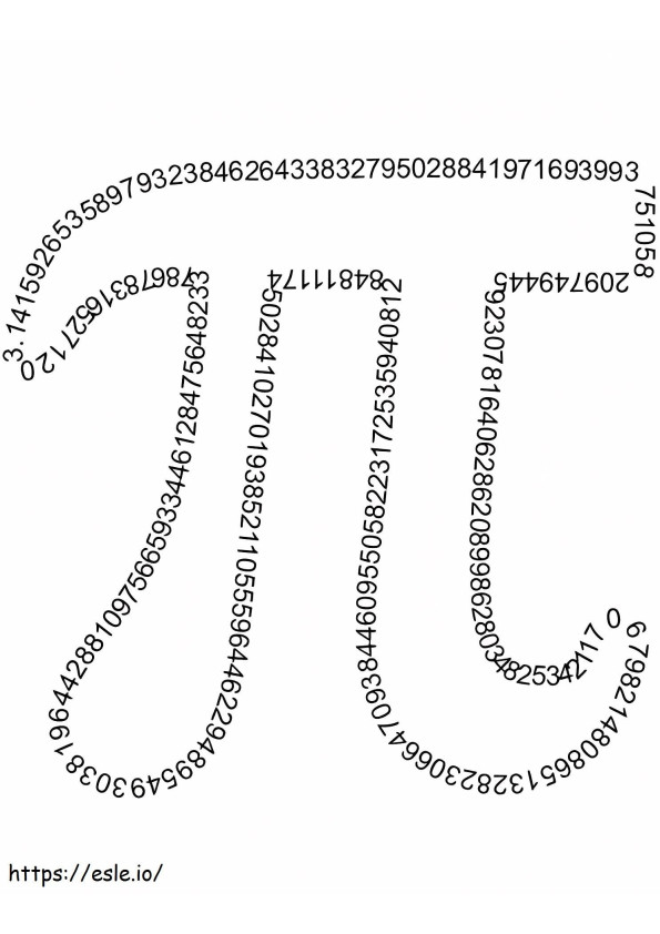 Simbolul numărului Pi de colorat