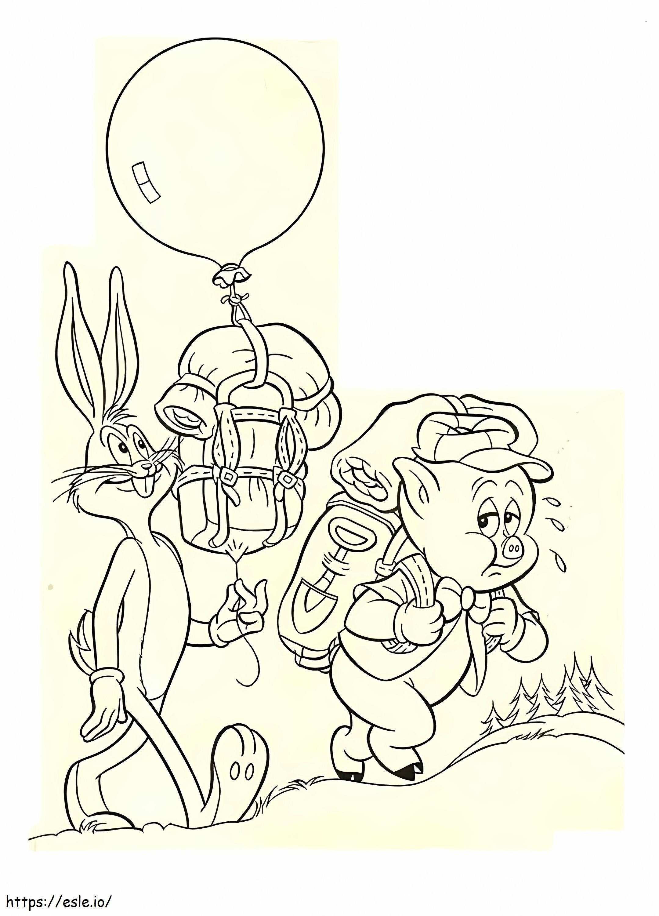 Coloriage Bug Bunny et Porky Pig à imprimer dessin