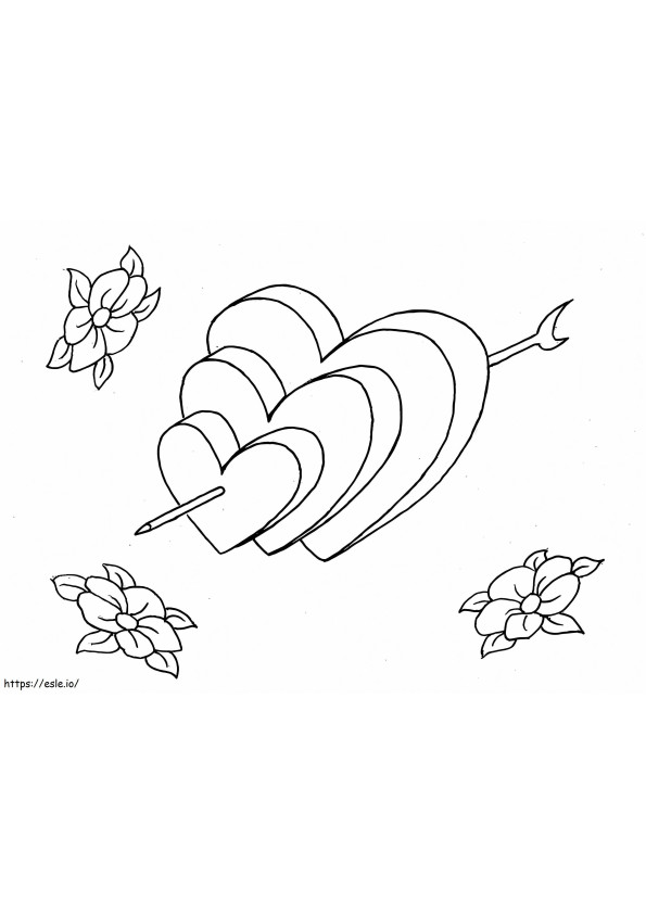 Hearts And Arrow coloring page