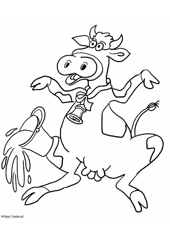 Vaca amuzantă din desene animate de colorat